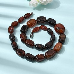 Кокосово-Коричневый Ожерелья из окрашенного натурального агата кубической формы, бусы разного размера, с застежками из сплава., платина, кокосового коричневый, 20.08 дюйм (51 см)