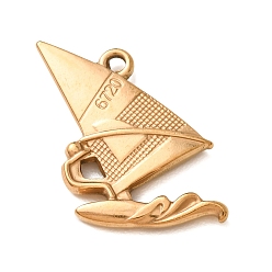 Oro 304 colgantes de acero inoxidable, velero con encantos humanos, larga duración plateado, revestimiento de iones (ip), dorado, 25.5x20.5x3.5 mm, agujero: 2 mm
