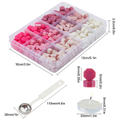 Pink CRASPIRE DIY Scrapbook Crafts, Including Sealing Wax Particles, Plastic Bead Containers, Stainless Steel Spoons and Candles, Pink, 9mm, 364pcs/set