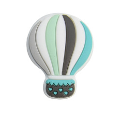 Dark Green Hot Air Balloon Food Grade Eco-Friendly Silicone Beads, Dark Green, 28x22mm