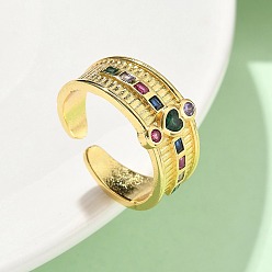 Настоящее золото 18K Регулируемые манжетные кольца с микропаве из кубического циркония из латуни, без кадмия, без никеля и без свинца, реальный 18 k позолоченный, 10 мм, внутренний диаметр: регулируемый