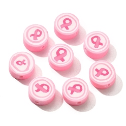 Бледно-Розовый Бусины из полимерной глины , плоско-круглые, розовый жемчуг, 9x4 мм, отверстие : 1.7 мм