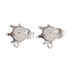 Нержавеющая Сталь Цвет 304 плоские круглые серьги-гвоздики из нержавеющей стали, с петлевой и зубчатой застежкой-серьгой, цвет нержавеющей стали, 17x8.5x6.5 мм, отверстие : 1.4 мм, внутренний диаметр: 5.7 мм, штифты : 0.7x10.5 мм