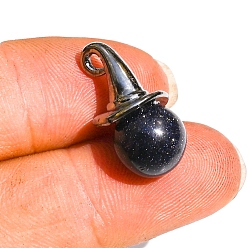 Синий Авантюрин Синтетический синий авантюрин подвески, шляпа, 40x10 мм