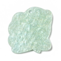 Light Green Acrylic Pendants, with Glitter Powder, for DIY Making Keychain, Shell, Light Green, 41x38x2mm, Hole: 3mm