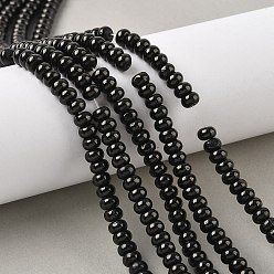 Угольный Кварц Природным углем кварцевых нитей бисера, рондель, 6~6.5x4 мм, отверстие : 0.6 мм, около 103 шт / нитка, 15.98''~16.02'' (40.6~40.7 см)