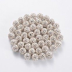 Crystal Polymer Clay Rhinestone Beads, Pave Disco Ball Beads, Grade A, Crystal, PP11(1.7~1.8mm), 8mm, Hole: 1.5mm
