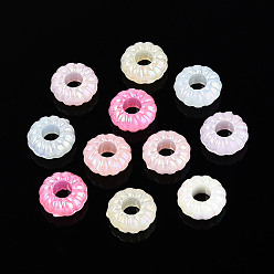 (52) Непрозрачная лаванда Пластиковые шарики, имитация желе, плоско-круглые, с покрытием AB цвета, разноцветные, 8.5x4 мм, отверстие : 3 мм, Около 3125 шт / 500 г