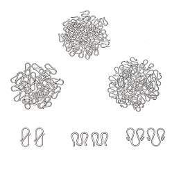 Stainless Steel Color 304 Stainless Steel S-Hook Clasps, M Clasps, Stainless Steel Color, 8~12.5x6~11.5x1mm, 120pcs/box