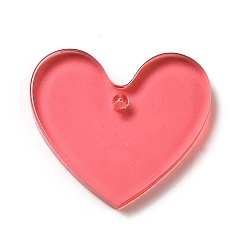 Light Coral Transparent Acrylic Pendants, Heart, Light Coral, 20x23x3mm, Hole: 1.6mm