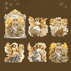 Gold 5Pcs PET Self-Adhesive Stickers, for Party Decorative Presents, Angel, Gold, 96~100.5x92~96x0.2mm, 5pcs/set
