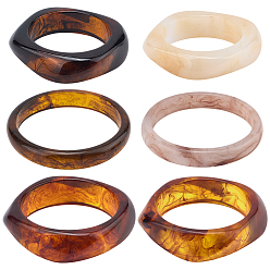 (52) Непрозрачная лаванда 6шт. 6 стили браслетов из смолы и акрила, простые браслеты для женщин, разноцветные, 6.1~6.6 см, 1 шт / стиль