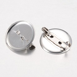 Платина Железная фурнитура для броши, платиновый цвет, диаметром около 19 мм , толщиной 6 мм 