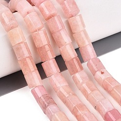 Pink Dyed Natural White Jade Beads Strands, Column, Pink, 8x8~10mm, Hole: 0.9~1.2mm, about 42~44pcs/strand, 14.37~15.35 inch(36.5~39cm)