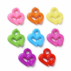 Mixed Color Opaque Acrylic Pendants, Heart, Mixed Color, 16x15x3mm, Hole: 3mm, about 1480pcs/500g
