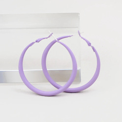 Лиловый Серьги-кольца из сплава, окрашенные распылением, с 925 штырями стерлингового серебра, серебряные, сирень, 50 мм