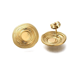 Настоящее золото 18K Ионное покрытие (ip) 304 плоские круглые серьги-гвоздики из нержавеющей стали для женщин, реальный 18 k позолоченный, 17x17.5 мм