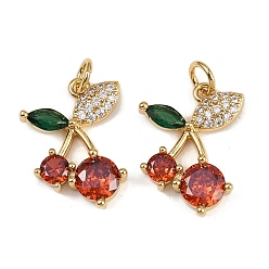 Настоящее золото 18K Латунные микро проложить кубического циркония подвески, вишня, с целью перехода в кольце, долговечный, без кадмия и без свинца, реальный 18 k позолоченный, 18x15x4 мм, отверстие : 3 мм