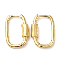 Настоящее золото 18K Овальные серьги-кольца из латуни для женщин, без свинца и без кадмия, долговечный, реальный 18 k позолоченный, 20.5x14x4 мм