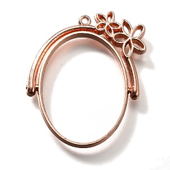 Розовое Золото Подвесные подвески из сплава, для diy уф смолы, эпоксидная смола, без кадмия, без никеля и без свинца, овальные с цветком, розовое золото , 38x31.5x3.5 мм, отверстие : 1.4 мм