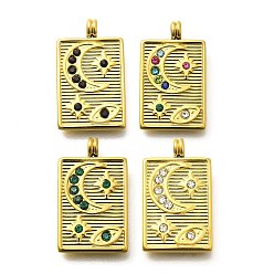 (52) Непрозрачная лаванда 304 из нержавеющей стали горный хрусталь подвески, ионное покрытие (ip), реальный 14 k позолоченный, прямоугольник с лунным узором подвески, разноцветные, 22x13x2.5 мм, отверстие : 2.5 мм