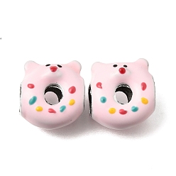 Медведь Эмали сплава Европейский бисером, бусины с большим отверстием, пончик, платина, медведь, 12x11x7 мм, отверстие : 4.5 мм