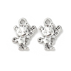 Античное Серебро Сплавочные подвески тибетского стиля, подвески в форме кошки, античное серебро, 15.5x12.5x2.5 мм, отверстие : 1.6 мм