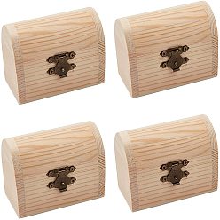 Цвет Древесины Незавершенная шкатулка из соснового дерева, diy сундук для хранения сокровищ, с замками, арка, деревесиные, 5.6x9x6.2 см