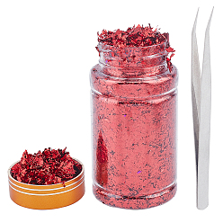 Red Foil Chip Flake, Nail Art Decoration Accessories, Red, Bottle: 87x46mm, 1 bottle