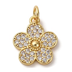 Настоящее золото 18K Латунные микро проложить кубического циркония подвески, цветок, стойки покрытие, долговечный, без кадмия и без свинца, с целью перехода в кольце, реальный 18 k позолоченный, 15.5x13.5x2.5 мм, отверстие : 3.5 мм