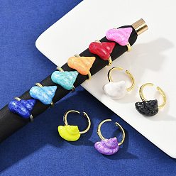 Shell Shape Латунные эмалевые регулируемые манжеты для женщин, реальный 18 k позолоченный, без кадмия, без никеля и без свинца, разноцветные, формы раковины, форма оболочки: 18.5x17.5 мм, внутренний диаметр: регулируемый