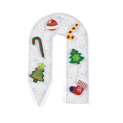 Разноцветный Акриловые подвески на рождественскую тематику, с блеском порошок, арка со снежинкой, красочный, 49.5x30.5x2.3 мм, отверстие : 2 мм