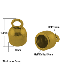 Античное Золото Тибетского стиля мозг заканчивается, без свинца и без кадмия, античное золото , 12x8x8 мм, отверстие : 3 мм, внутренний диаметр 5 mm