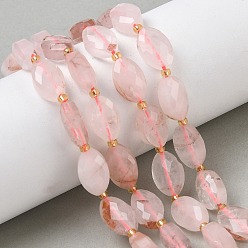 Красный Кварц Нити из натурального красного гематоидного кварца/железистого кварца, граненые, лошадь форма глаз, с бисером, 14x9x6 мм, отверстие : 1.6 мм, около 23 шт / нитка, 15.16'' (38.5 см)