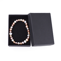 Pearl Natural Pearl Beaded Stretch Bracelets, Packing Box, Misty Rose, 2 inch(5cm)