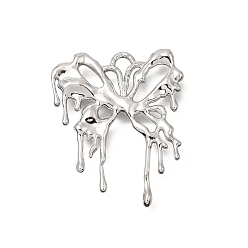 Platinum Alloy Pendants, Butterfly Charms, Platinum, 32.5x26.5x3mm, Hole: 3x2.7mm