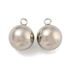 Нержавеющая Сталь Цвет Не тускнеющие 201 подвески из нержавеющей стали, круглый шарм, цвет нержавеющей стали, 13x10x10 мм, отверстие : 1.8 мм