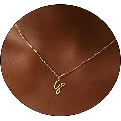 Letter G Модные латунные ожерелья с подвеской в виде сердца для женщин, золотые, Буква G, 16.54 дюйм (42 см)
