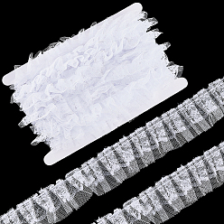 Белый 10м хлопковая плиссированная цветочная кружевная отделка, аксессуары для одежды, белые, 1-1/8 дюйм (30 мм)