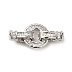 Платина Покрытие стойки латунь паве прозрачный кубический цирконий круглые складные застежки, без свинца и без кадмия, долговечный, платина, круглый : 13x2 мм, застежки: 12.5x7.5x5 мм, отверстие : 2 мм