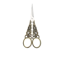 Antique Bronze Stainless Steel Flower Scissors, Embroidery Scissors, Sewing Scissors, with Zinc Alloy Handle, Antique Bronze, 145x68mm