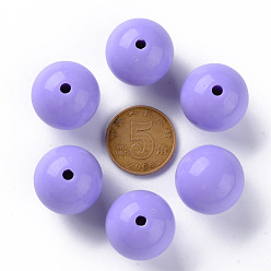 Medium Purple Opaque Acrylic Beads, Round, Medium Purple, 20x19mm, Hole: 3mm, about 111pcs/500g