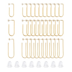 Golden 201 Edelstahl Ohrstecker, mit Ohrmuttern und 304 Edelstahlstiften, Alphabet, Buchstabe u, golden, 15pair / box