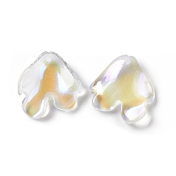 Clear Electroplate Glass Pendant, AB Color, Flower Petal Charms, Clear, 20x19x4mm, Hole: 1.2mm