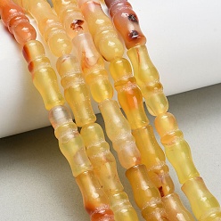 Темно-Оранжевый Природный агат бисер нитей, окрашенная и подогревом, бамбуковая форма, темно-оранжевый, 25x8~8.5 мм, отверстие : 1.5 мм, около 16 шт / нитка, 15.75'' (40 см)