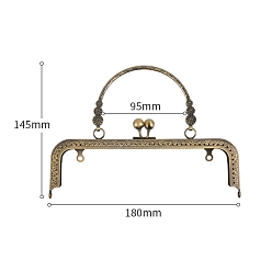 Античная Бронза Ручка из сплава с замком «поцелуй», для изготовления портмоне, античная бронза, 180x145 мм