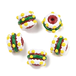 Polka Dot Рождественская тема нарисованная вручную акрил с эмалевыми бусинами, круглые, узор в горошек, 17~22.5x17~22x15 мм, отверстие : 3.5 мм