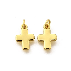 Настоящее золото 18K Латунные подвески, крест прелести, стойки покрытие, прочное покрытие, без кадмия и без свинца, с целью перехода в кольце, реальный 18 k позолоченный, 11.5x8x1.5 мм, отверстие : 2 мм