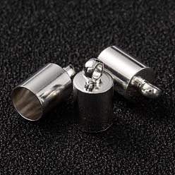 Посеребрённый Латуни мозг заканчивается, Торцевые крышки, долговечный, колонка, 925 серебро покрытием, 10x5.5 мм, отверстие : 1.8 мм, внутренний диаметр: 5 мм