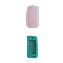 White DIY Silicone Pendant Molds, for Keychain Name Tag Making, Resin Casting Molds, For UV Resin, Epoxy Resin Jewelry Making, Rectangle with Heart, White, 55x29x7mm, Hole: 5mm, 10x3mm, Inner Diameter: 24x50mm